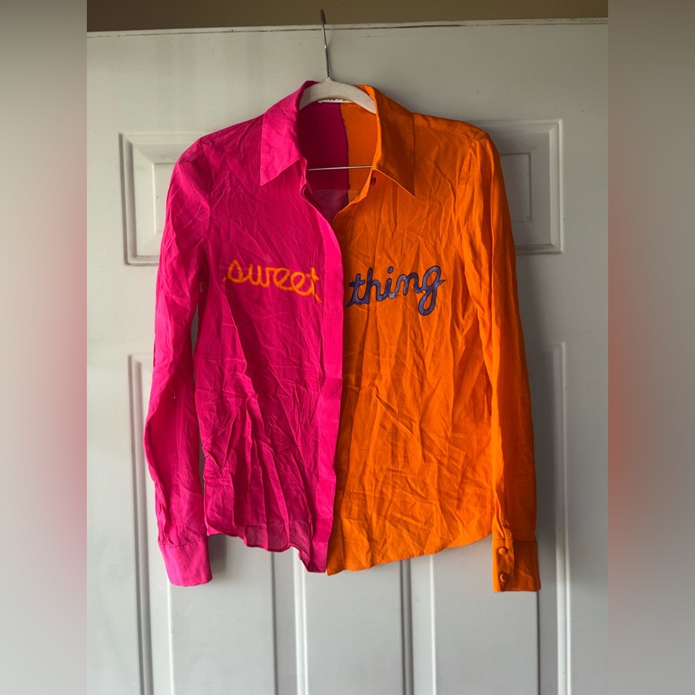 Alice + Olivia pink/orange Sweet Thing silk top size XS